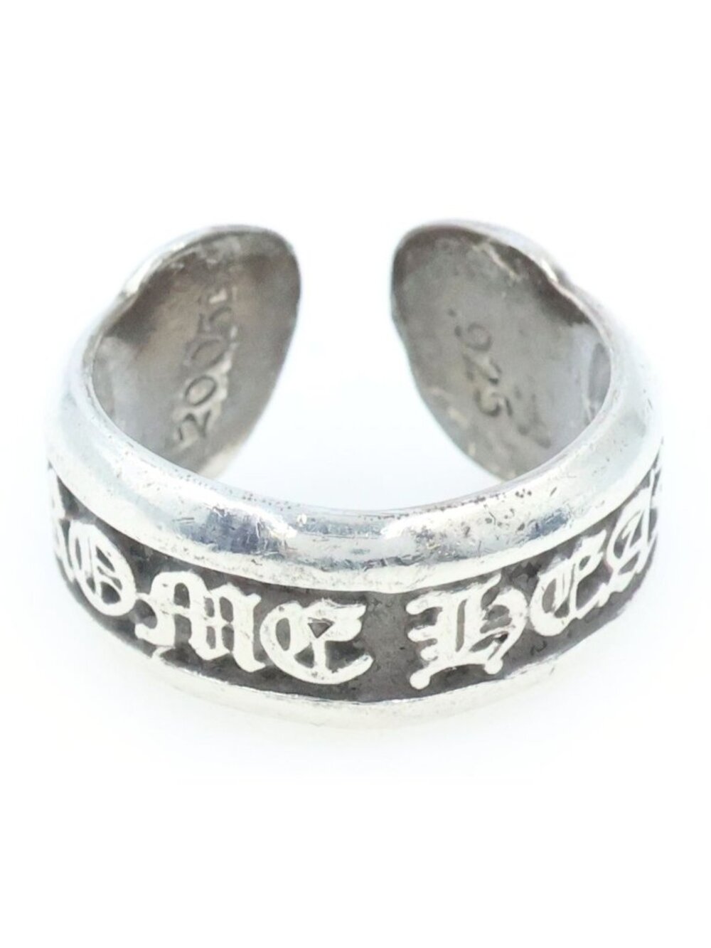 Chrome Hearts SM Scroll Label Small Ring Silver